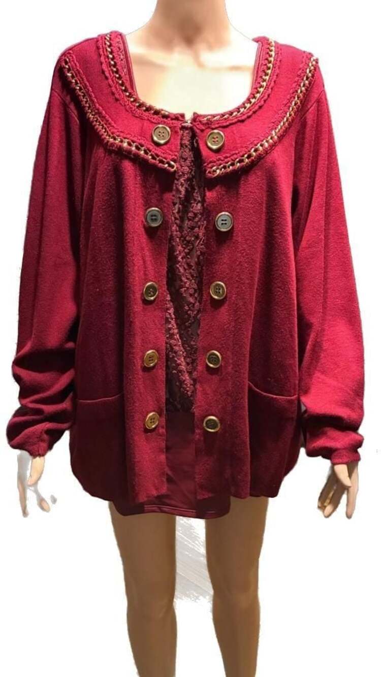 Simonton Says by George Simonton Red Cardigan and UnderCover Agent Tank Set 1X
